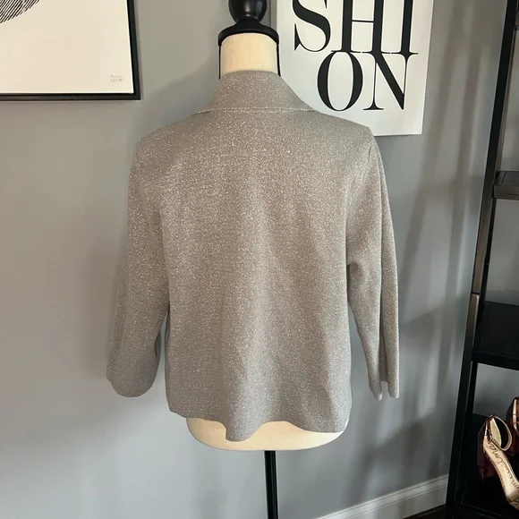 Chico's Metallic Open Front Jacket Cardigan - Picture 3 of 6